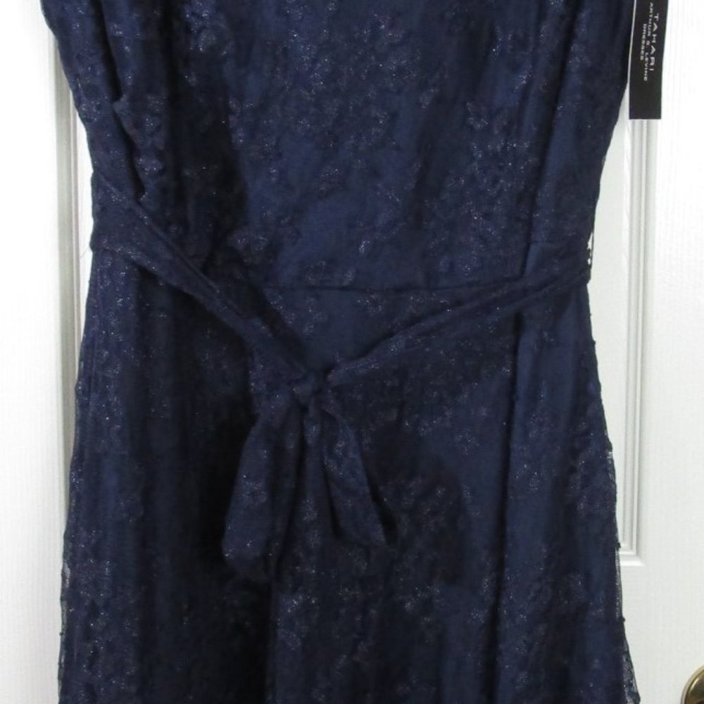 NWT Tahari Arthur S. Levine Dark Navy with Lace Overlay Sleeveless Dress, 20W
